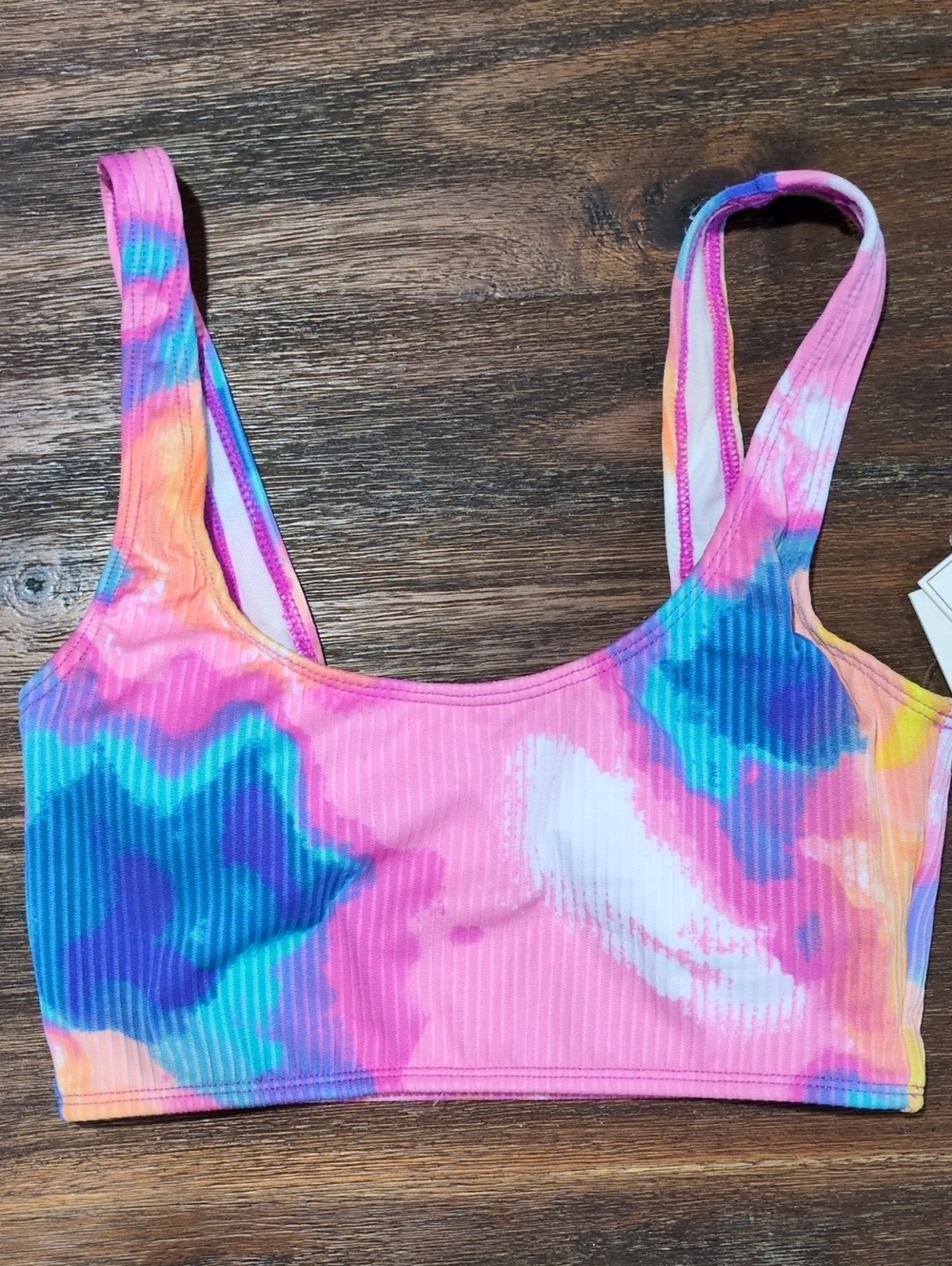 Salt & Cove Multicolor Tie-Dye Ribbed Bikini Top Lined XS